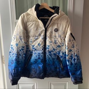 American Eagle Winter Coat Cream and Blue Puff